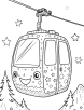 Cable car with colorful designs coloring page 1