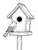 Canary and birdhouse coloring page