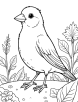 Canary bird in a garden coloring page