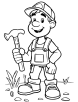 Carpenter with tools coloring page