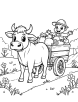 Cartoon bullock cart coloring page