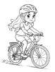 Cartoon character riding a bicycle coloring page