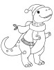 Christmas dinosaur coloring page