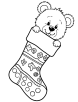 Teddy bear in stocking coloring page