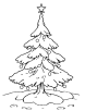 Christmas tree covered with snow coloring page