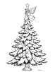 Christmas tree with angel coloring page