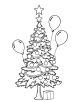 Christmas tree with balloons coloring page