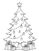 Christmas tree with gifts coloring page