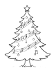 Christmas tree with music notes coloring page