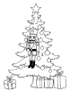 Christmas tree with nutcracker coloring page