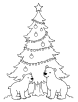 Christmas tree with polar bear coloring page