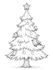 Christmas tree with birds coloring page