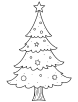 Christmas tree with stars coloring page