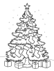 Christmas tree with stocking coloring page