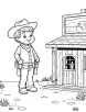 Cowboy and a saloon coloring page