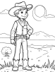 Cowboy at sunset coloring page