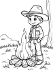 Cowboy campfire coloring page