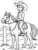 Cowboy on a ranch coloring page