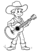 Cowboy with a guitar coloring page