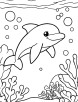 Cute cartoon dolphin swimming in the ocean coloring page