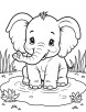 Cute elephant bathing in the pond coloring page