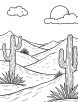 Desert with cactus coloring page