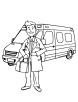 Doctor and ambulance coloring page