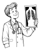 Doctor examining X-ray coloring page