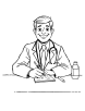 Doctor writing prescription coloring page