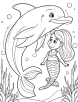 Dolphin and mermaid coloring page