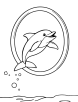 Dolphin jumping through a hoop coloring page