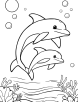 Dolphin swimming with friends coloring page