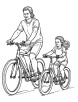 Family on bicycles coloring page