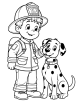 Firefighter with dalmatian coloring page