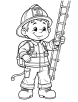 Firefighter with ladder coloring page