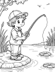 Fishing with fishing rod coloring page