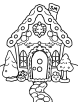 Gingerbread man house coloring page