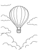 Hot air balloon with clouds coloring page