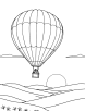 Hot air balloon with a sunset coloring page