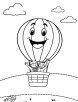 Hot air balloon and friends coloring page