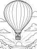 Hot air balloon during sunrise coloring page