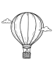 Hot air balloon flying high coloring page