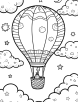 Hot air balloon in a dreamy sky coloring page