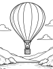 Hot air balloon in a serene setting coloring page