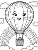 Hot air balloon with a rainbow coloring page