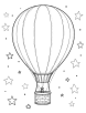 Hot air balloon with stars coloring page