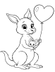 Kangaroo holding balloon coloring page