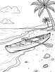 Kayak at a beach coloring page