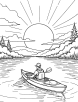 Kayak in a beautiful sunset coloring page