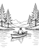 Kayak surrounded by trees coloring page